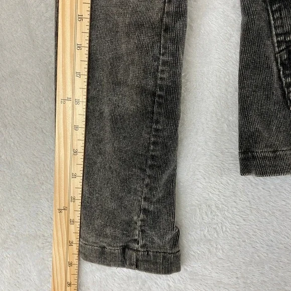 Y2K Corduroy Blazer Jacket Women Size L Charcoal Gray Vintage Wash Grunge - Picture 9 of 10